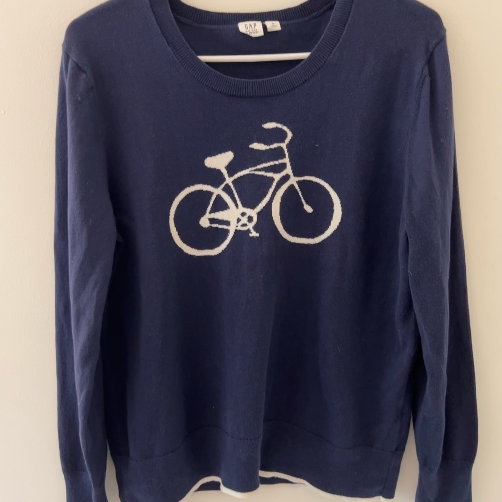 Gap Blue and White bike sweater size medium